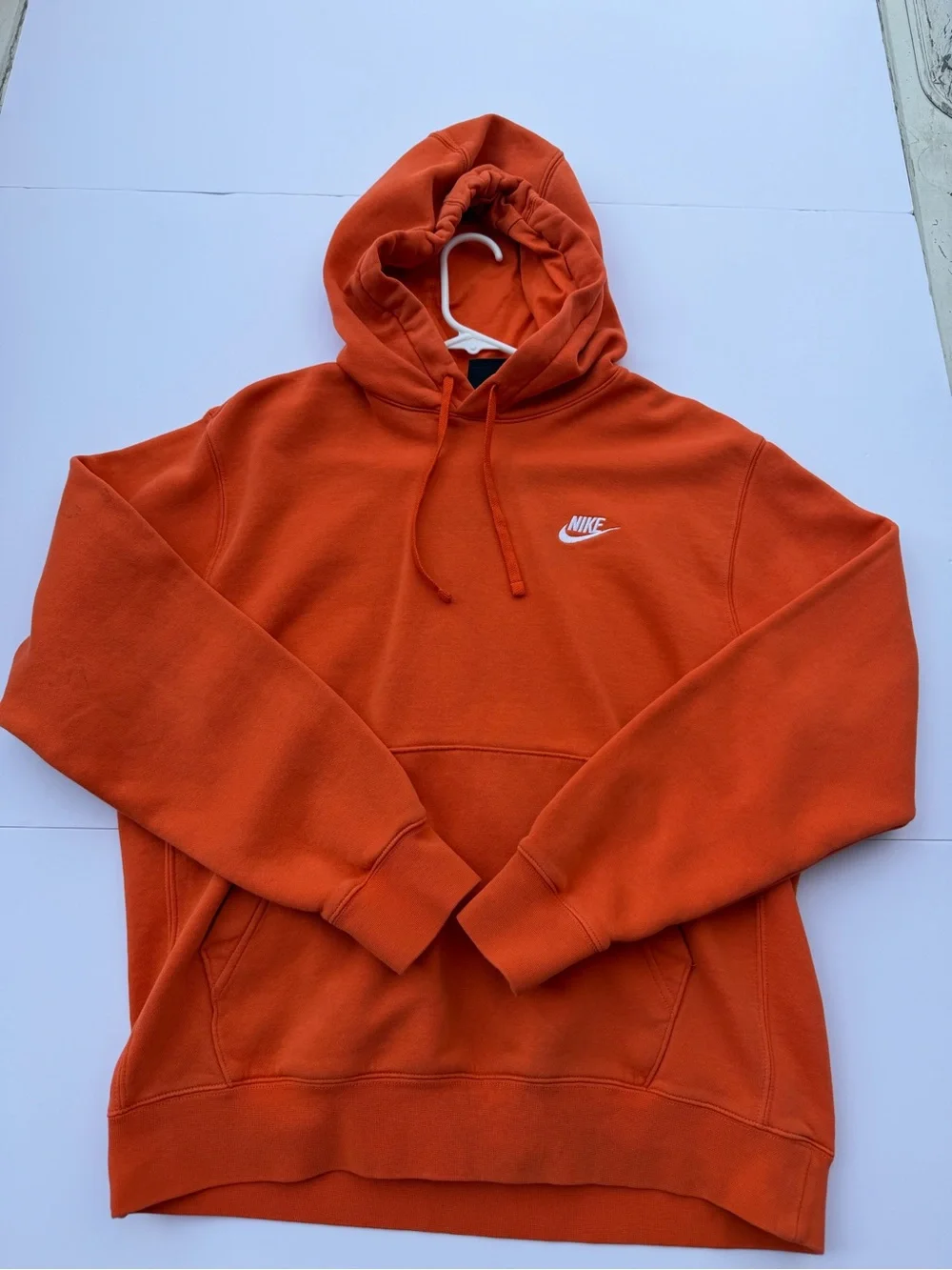 Nike Orange Hooded Sweatshirt with White Swoosh